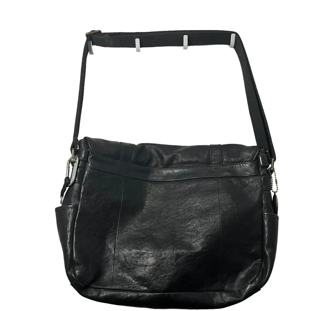 Fossil Messenger Bag Briefcase Attache Case Black Unisex ( Men's) Estate Retro